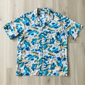 Men's Hawaiian Camp Shirt Button Down Vintage Hilo Hattie size L